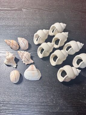Vintage Ceramic Sea Shell Napkin Rings in Cream-Set of 8
